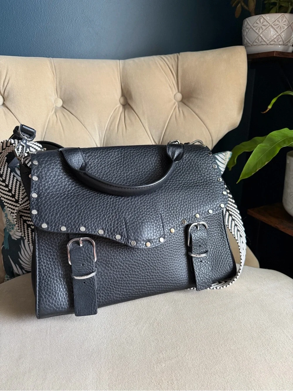 Rebecca Minkoff Pebbled Leather Biker Doctor Bag - Picture 2 of 10